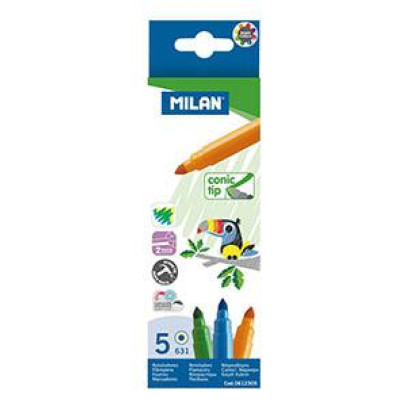 Flomasteri MILAN Conic tip, 5 krāsas, ø 5 mm