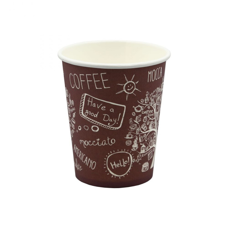 Papīra glāzes, 1-slāņa, 230ml, ø80mm, 50gab., (20iep/kastē)