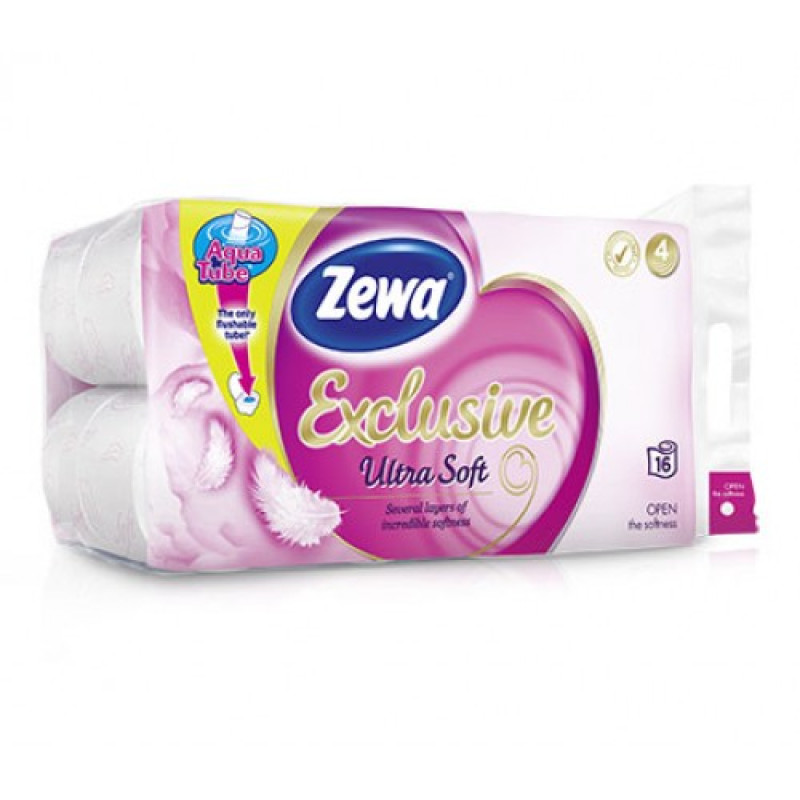 Tualetes papīrs ZEWA Exclusive Ultra Soft, 4-slāņu,150 loksnes (9,4x12,5cm), 18,7 m,16 gab