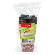 MERKANT Papīra glāzes, 360ml, ø 90mm, 1sl., komplekts ar vāku, 6 gab/35 iep. kastē