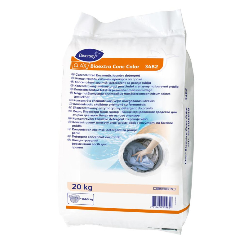 Clax Bioextra Conc Color 34B2  pofesionālais veļas mazgāšanas pulveris 20kg