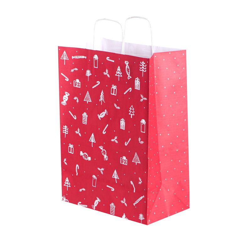 Dāvanu maiss ar vīto rokturi 305x170x425mm PAP sarkans 100gsm