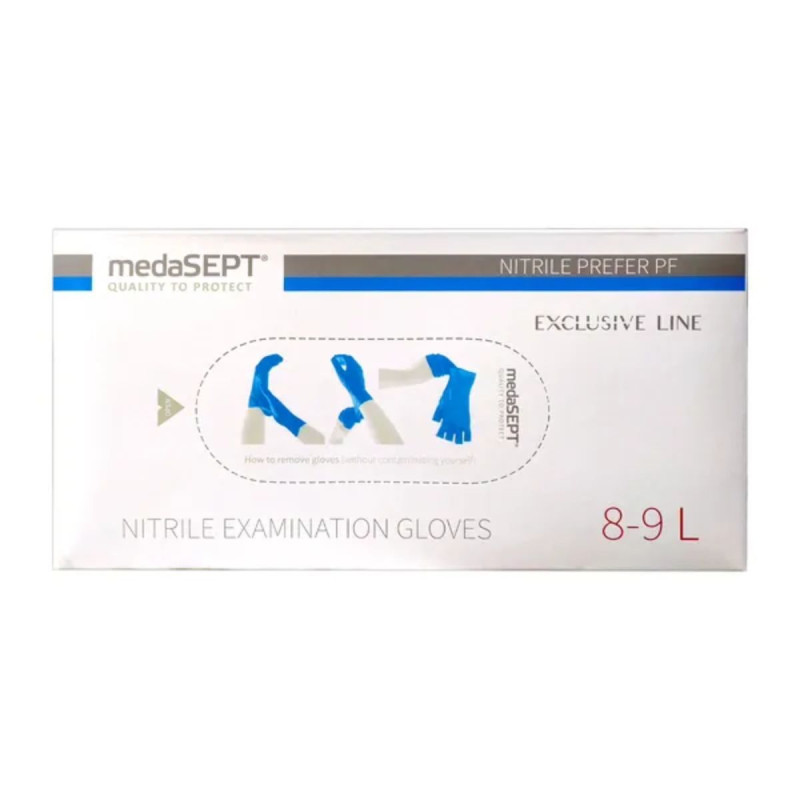 Nitrila cimdi, "Medasept", zili, (L), (100gab), (10iep/kaste)
