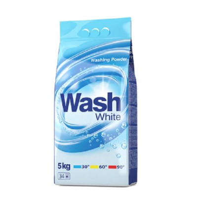 WASH veļas pulveris WHITE 5kg/34 mazgāšanas reizes