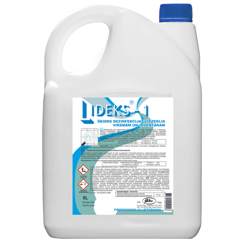 Dezinfekcijas līdzeklis, LIDEKS-1 koncentrāts, 5L (10gab/kastē)