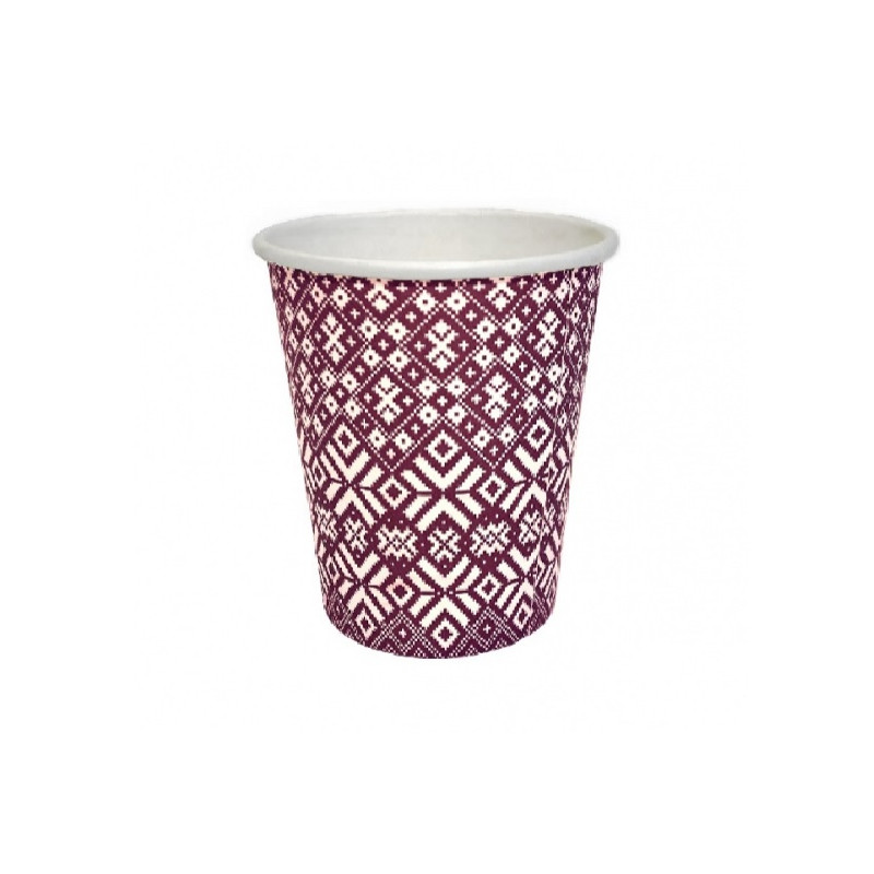 Papīra glāzes 240ml (8oz), "Tautas raksti 2", (50gab).