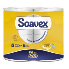 Tualetes papīrs SOAVEX TRIS, celuloze, 3-slāņu, 17 m, 155 lock, ø12cm, h.- 9,3cm,  16g/m2,
