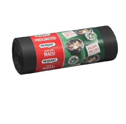 Atkritumu maisi 25L, 45x58cm, pelēki, 30mikr, LDPE, MERKANT, 15gab/rul, 18rul/kastē