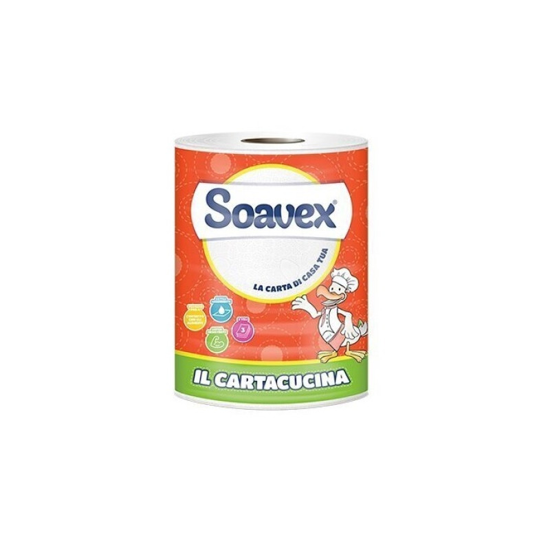 Virtuves dvielis rullis, SOAVEX IL Cartacucina, celuloze, 3-kārt., 25 m, 110 loksnes, d.-