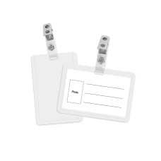 Personas karte 90x55mm caurspīdīga horizontāla ar klipsi