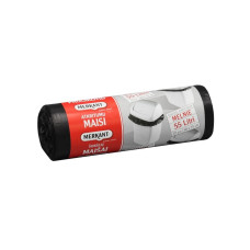 Atkritumu maisi 55L, 60x75cm, melni, 12mikr, HDPE, MERKANT, 20gab/rul, 28rul/kastē