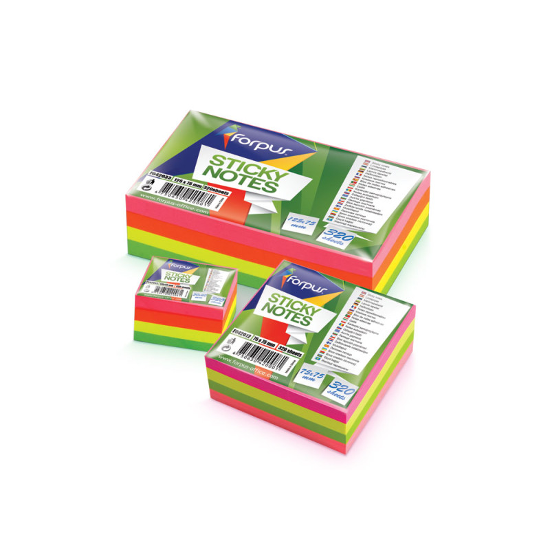 Piezīmju līmlapiņas Forpus 75x75mm (320) (neona krāsā)
