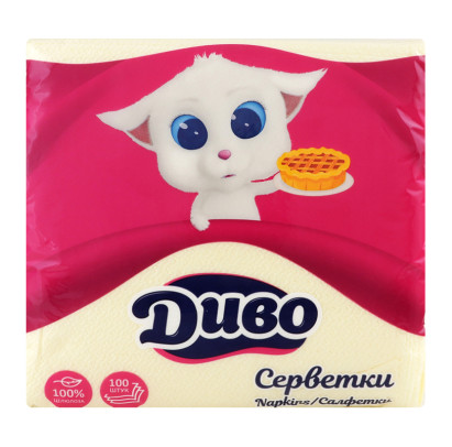DIVO salvetes 33x33 100gb(dzeltenas)