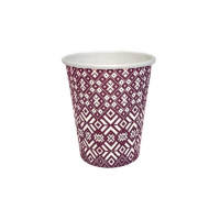 Papīra glāzes 250ml (8,25oz), vending,d-73mm "Tautas raksti 2",  (50gab.)