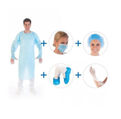 Komplekts, zils, MRSA II (halāts XL, maska, cepurīte, bahilas 41cm, cimdi L)