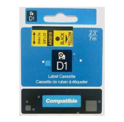 Marķēšanas lente DYMO D1, 9mm x 7m, melni burti uz dzeltena fona, ALT