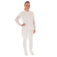 Halāts ar velcro PP, balts, XXL izmērs,110x140cm, 10gab