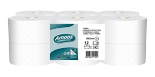 Toilet paper roll, cellulose, 2-ply, 342sheets, 120m, d.20x8,6cm, 15g/m2, MINI JUMBO, (x12pcs)