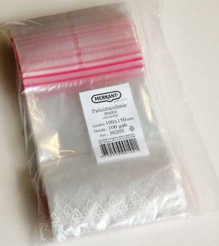 Zip Lock maisiņi 100 x 150 mm 100 gab