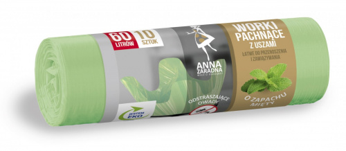 Atkritumu maisi 60L, zalie,  LDPE, 10gab/rul.