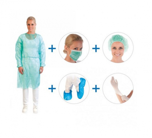 Set HYGOSTAR, green ( coat, face mask, cap, overshoes,  gloves)