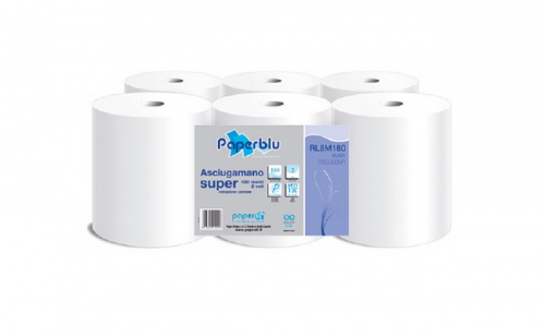 Roku dvielis, rullis, PAPERBLU, 2 slāņi, 130 m, 434 lock, h. - 19,7 cm