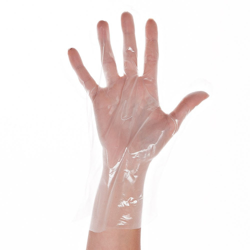 CPE gloves "Allfood", transparent, 29 cm, 200 pcs