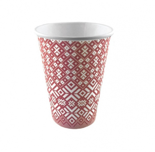 Vending Paper Cup, 225мл, 7.5oz, "Tautas raksti 2", 50pcs/bag, 20bags/cart