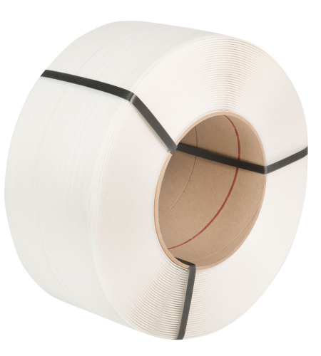 Spriegošanas lente, PP, 0,55 mm x12 mm x 3000 m, balta, serdes Ø 406 mm