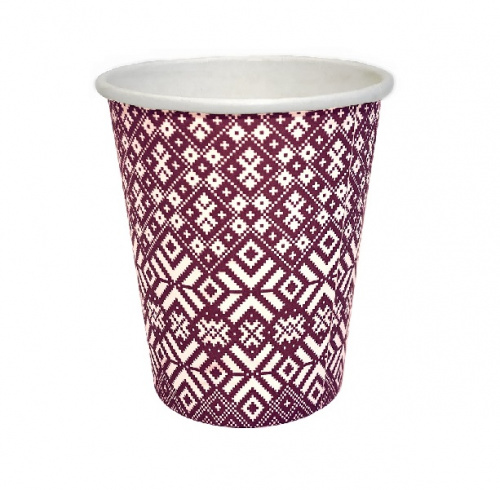 Paper Cup 12oz, 360ml, "Tautas raksti 2", 50pcs/bag, 20bags/cart