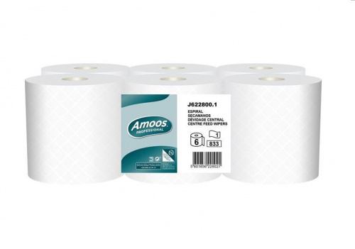 Hand towel roll, Centerfeed, cellulose, 1-ply, pack 6rolls x 275m,